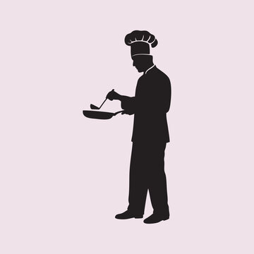 recommend clip art: vector silhouette of a professional chef cooking food