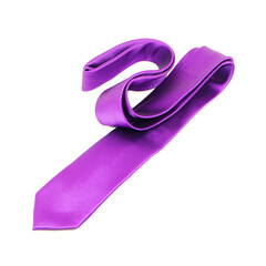 slim fit purple tie folded isolated on white background 