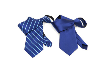 pair of neckties isolated on white background closeup view 