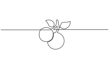 Cherry minimalistic design. Hand drawn sketch, Cherry outline icon, Black line art on white background .Red cherry fruit illustration with continuous line.