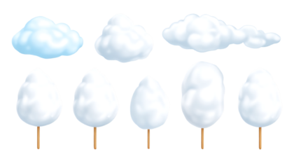 Cotton candy. Sugar clouds 3d,carnival, festival, fluffy, soft, fair, stick, treat, fun, illustration, isolated, snack, sugar, candy, cloud, cotton, 