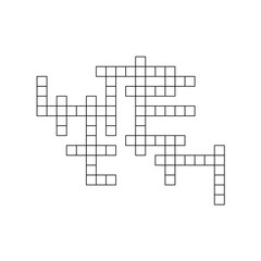 Crossword puzzle template with blank word grid. pattern for newspaper crosswords game. Flat vector illustration isolated on white background.
