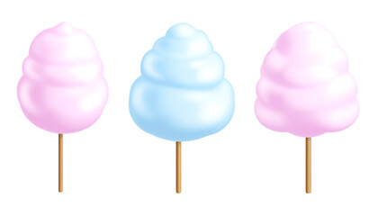 Cotton candy. Sugar clouds 3d,carnival, festival, fluffy, soft, fair, stick, treat, fun, illustration, isolated, snack, sugar, candy, cloud, cotton, 