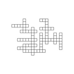 Crossword puzzle template with blank word grid. pattern for newspaper crosswords game. Flat vector illustration isolated on white background.