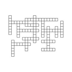 Crossword puzzle template with blank word grid. pattern for newspaper crosswords game. Flat vector illustration isolated on white background.