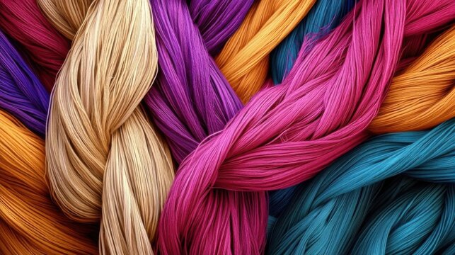 Vibrant Thread Textures: Colorful Yarn