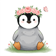 Vector illustration of cute penguin cartoon