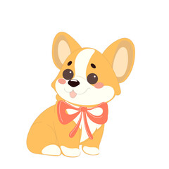 Cute Welsh Corgi Dog Puppy Icon. Kawaii Funny Cartoon Character. Domestic Adorable Fluffy Mascot Doodle Art. Nursery Print or baby Shower Decoration Card Invitation Design Element. 