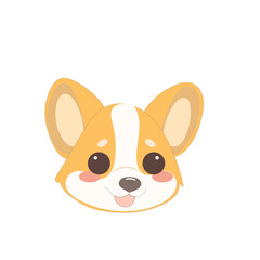 Cute Welsh Corgi Dog Puppy Icon. Kawaii Funny Cartoon Character. Domestic Adorable Fluffy Mascot Doodle Art. Nursery Print or baby Shower Decoration Card Invitation Design Element. 
