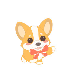 Cute Welsh Corgi Dog Puppy Icon. Kawaii Funny Cartoon Character. Domestic Adorable Fluffy Mascot Doodle Art. Nursery Print or baby Shower Decoration Card Invitation Design Element. 
