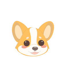 Cute Welsh Corgi Dog Puppy Icon. Kawaii Funny Cartoon Character. Domestic Adorable Fluffy Mascot Doodle Art. Nursery Print or baby Shower Decoration Card Invitation Design Element. 