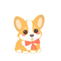 Cute Welsh Corgi Dog Puppy Icon. Kawaii Funny Cartoon Character. Domestic Adorable Fluffy Mascot Doodle Art. Nursery Print or baby Shower Decoration Card Invitation Design Element. 