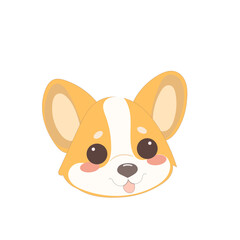 Cute Welsh Corgi Dog Puppy Icon. Kawaii Funny Cartoon Character. Domestic Adorable Fluffy Mascot Doodle Art. Nursery Print or baby Shower Decoration Card Invitation Design Element. 