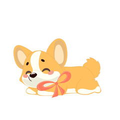 Cute Welsh Corgi Dog Puppy Icon. Kawaii Funny Cartoon Character. Domestic Adorable Fluffy Mascot Doodle Art. Nursery Print or baby Shower Decoration Card Invitation Design Element. 