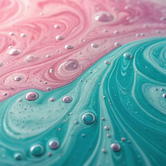 Colorful Liquid Art: Pink Stream Creating Swirls in Pastel Fluid