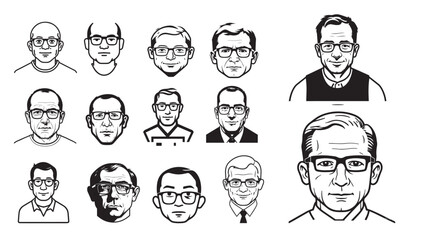 Stylish Man with Glasses Silhouette Collection Featuring Modern Looks and Contemporary Fashion Vibes