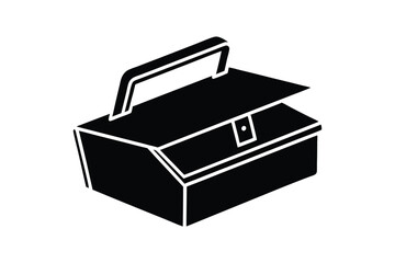 Silhouette art illustration of a folding lunch box with hinges.eps