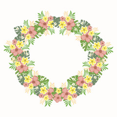 Floral wreath on white isolated background