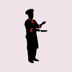 vector silhouette of a professional chef cooking food
