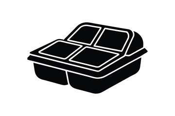 Silhouette art illustration of a compartmentalized meal prep box.eps