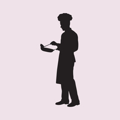 vector silhouette of a professional chef cooking food