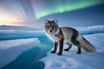 Fototapeta premium Arctic predator adapted to cold, swims well and hunts on sea ice