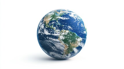 Fototapeta premium A globe with the Americas and Africa visible, set against a white background.