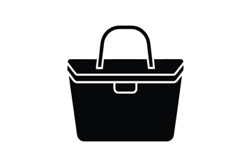 Silhouette art illustration of a modern lunch tote with handles.eps