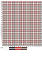 Detailed Plaid Fabric Swatch with Color Palette and Measurement Scale