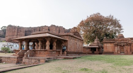 Obraz premium Badami Caves are a unique architectural complex in the state of Karnataka, India.