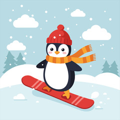Vector illustration of cute penguin cartoon