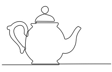 Teapot Single Line Drawing Banner Continuous Line Drawing of Coffee Pot and Coffee Cup Trendy Minimalist Illustration. Coffee Concept One Line Abstract Drawing. Minimalist Contour Drawing fo