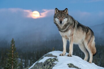 Fototapeta premium Social canine known for its pack behavior, strength, and howling communication