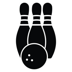 Bowling game icon vector. Bowling outline, sports vector illustration line art. Bowling ball and pin sign and symbol. Vector illustration. 