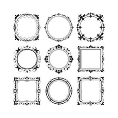 Elegant Ornate Frames and Borders  Collection of Vintage Decorative Design Elements