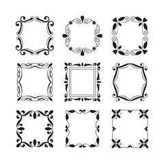 Elegant Square Ornamental Frames Vector Illustration Set