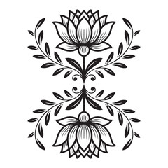Elegant Floral Design Black and White Lotus Flower Illustration