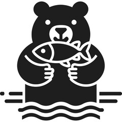 Bear Fishing River Icon
