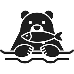 Bear Fishing Water Icon