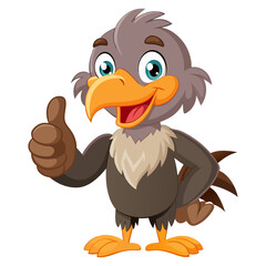 Cute Vulture character giving a thumbs up with smile, showing approval