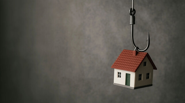real estate scam fraud concept with deceptive housing contract and fake property documents in fraud scheme 