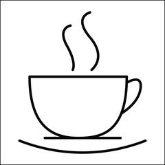Warm Cup of Coffee or Tea Simple Line Art Illustration