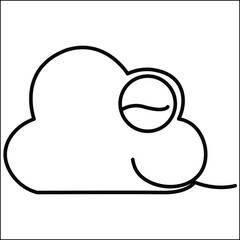 Cloud Computing Simple Line Art Illustration of a Cloud with a Magnifying Glass