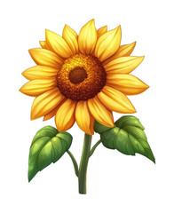 Naklejka premium PNG Bright sunflower blooming with lush green leaves
