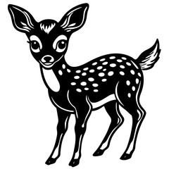 Wild deer silhouette vector illustration with antlers perfect for Christmas and nature designs