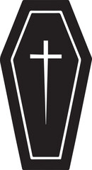 Obraz premium Coffin Shape Silhouette Vector | Dark Black Vector Art Illustration