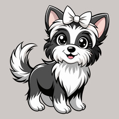 Cute puppy dog cartoon illustration with a happy wild animal face