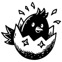 Cartoon vector illustration of a wild animal head, featuring an abstract monster and a hedgehog with an apple