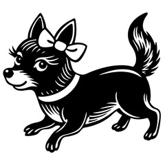 Black and white cartoon puppy illustration isolated on white