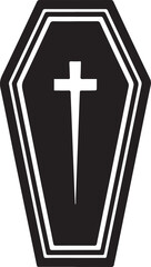Obraz premium Coffin Shape Silhouette Vector | Dark Black Vector Art Illustration